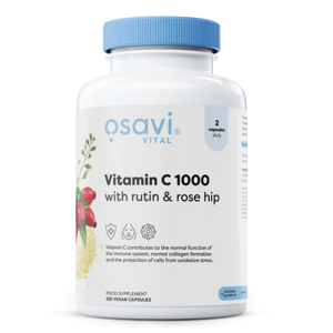 Osavi Vitamin C with Rutin a Rose Hip, 1000 mg Vitamín C s Rutinem a Šípkem, 120 vegan kapslí Výživový doplnok