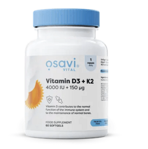 Osavi - Vitamin D3 + K2, 4000 IU + 150 mcg, 60 softgel kapslí