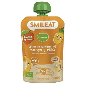 Smileat kapsička mandlové mléko, jablko, ananas, mango a banán 9M+, BIO, 100 g