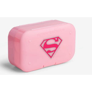 SmartShake Pill Box Organizer, set dvou zásobníků na kapsle, růžový s motivem Supergirl