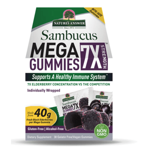 Nature's Answer Sambucus Mega Gummies, gumové bonbóny, černý bez,  30x 5 g