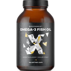 BrainMax Omega-3 Fish Oil, 180 softgel kapsúl Prémiový rybí olej, 300 mg EPA a 200 mg DHA v každej kapsuli, 90 dávok, doplnok stravy