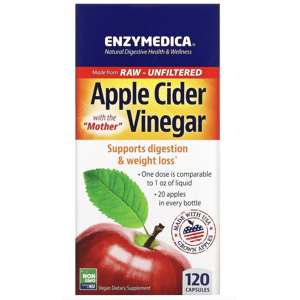 Enzymedica Apple Cider Vinegar Gummies, jablčný ocot, 120 kapsúl Výživový doplnok
