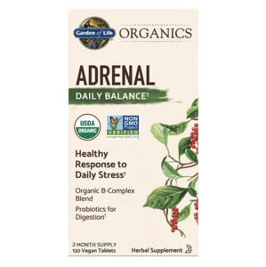 Garden of Life Organics Adrenal Daily Balance, emoční komfort, 120 rostlinných tablet