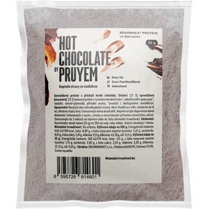 BrainMax PRUYEM Protein, Hot Chocolate, srvátkový proteín, horká čokoláda, 35 g, VZORKA Grass-fed srvátkový proteín s poctivou dávkou kakaa, doplnok stravy