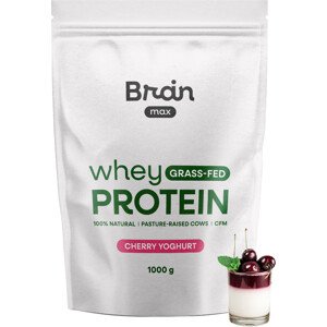 BrainMax Grass-fed Whey Protein, Třešňový jogurt, 1000 g Mikrofiltrovaný nedenaturovaný proteín z mlieka kráv kŕmených trávou, 28 dávok, doplnok stravy
