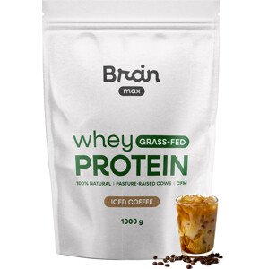 BrainMax Grass-fed Whey Protein, Ľadová káva, 1000 g Mikrofiltrovaný nedenaturovaný proteín z mlieka kráv kŕmených trávou, 28 dávok, doplnok stravy