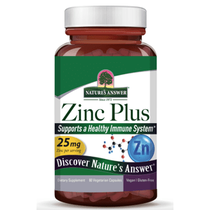 Nature's Answer Zinc Plus, zinek, 25 mg, 60 rostlinných kapslí