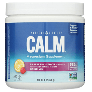 Natural Vitality Calm Magnesium Drink Mix, horčík, malina a citrón, 226 g
