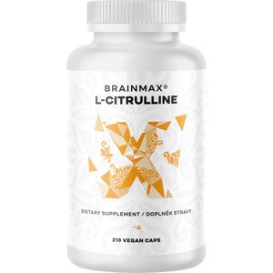 BrainMax L-Citrulline, L-citrulin, 210 rostlinných kapslí Aminokyselina pre pumpu, zvýšenie výkonu a sily, doplnok stravy