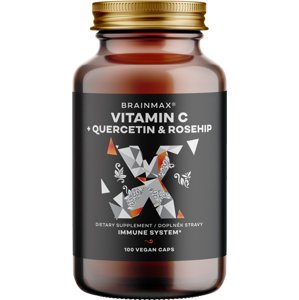 BrainMax Vitamin C & Quercetin, Rose Hip, 100 rostlinných kapslí Vitamín C s kvercetínom, bioflavonoidmi a BIO šípkou pre imunitu, doplnok stravy, 100 dávok