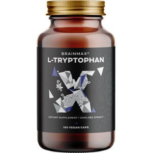 BrainMax L-Tryptophan 430 mg, 100 rostlinných kapslí Fermentovaná esenciálna aminokyselina potrebná na tvorbu serotonínu, doplnok stravy