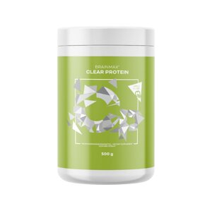 BrainMax Clear Protein, jablko a limeta, 500 g Osviežujúca proteínová limonáda zo srvátkového izolátu, 20 dávok, doplnok stravy