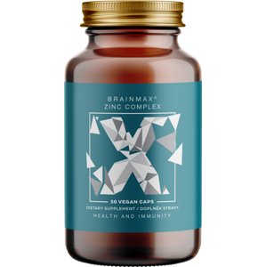 BrainMax Zinc Complex, Zinok, Selén, Meď a Kurkuma, 50 rastlinných kapsúl Výživový doplnok