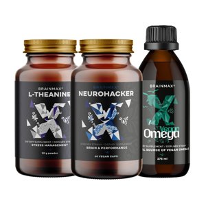 Sada doplňků stravy pro podporu mozku Doplnky stravy pre podporu mozgu - Neurohacker + Vegan Omega 3 + L-Theanine