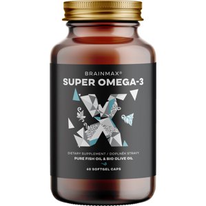 BrainMax Super Omega-3, 60 softgel kapsúl Prémiový rybí olej s organickým olivovým olejom, 30 dávok, doplnok stravy