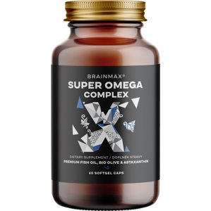 BrainMax Super Omega Complex, 60 softgel kapsúl Prémiový rybí olej, 350 mg DHA a 140 mg EPA v každej kapsuli, 30 dávok, doplnok stravy