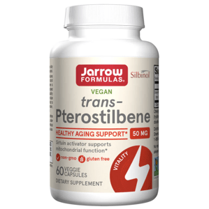 Jarrow Formulas trans-Pterostilben, trans-pterostilben, 50 mg, 60 rastlinných kapsúl Výživový doplnok
