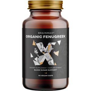BrainMax Organic Fenugreek 700 mg, BIO Pískavica grécke seno, 90 rastlinných kapsúl BIO podpora hormónov, trávenia, imunity, dojčenia a glukózy