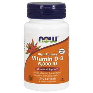NOW® Foods NOW Vitamín D3, 5000 IU, 240 softgel kapsúl