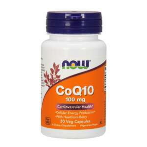 NOW® Foods NOW CoQ10 (koenzým Q10) + Hloh, 100 mg, 30 rastlinných kapsúl