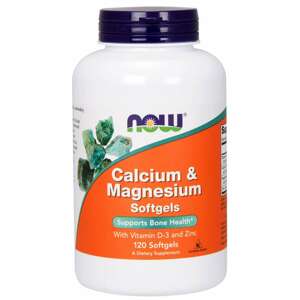 NOW® Foods NOW Calcium & Magnesium, with Vitamin D-3 and Zinc, Vápnik + Horčík + Vitamín D3 a Zinok, 120 softgelových kapsúl