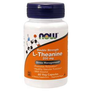 NOW® Foods NOW L-Theanine s Inositolom Double Strength, 200 mg, 60 rastlinných kapsúl