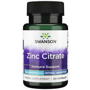 Swanson Zinc Citrate (Citrát zinočnatý), 30 mg, 60 kapsúl