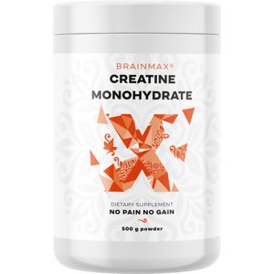 BrainMax Creatine Monohydrate, Kreatin monohydrát, 500 g Organická zlúčenina pre rast svalov, podporu výkonu a tvorbu energie, doplnok stravy