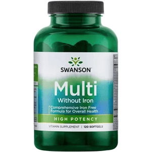 Swanson Multi without Iron (multivitamín bez železa), 120 kapsúl