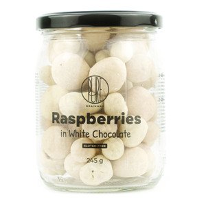BrainMax Pure Raspberries in White Chocolate, Lyofilizované maliny v bielej čokoláde, 245 g Mrazom sušené maliny obalené vo vrstve bielej čokolády