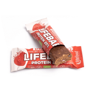 LifeFood - Tyčinka Lifebar Protein tyčinka jahodová, BIO, 47 g *CZ-BIO-002 certifikát