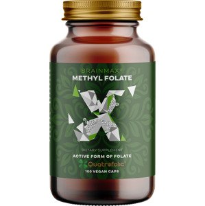 BrainMax Methyl Folate, Kyselina listová v aktívnej forme, 400 mcg, 100 rastlinných kapsúl Kyselina listová v aktívnej forme methylfolát