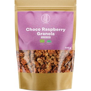 BrainMax Pure Choco Raspberry Granola, BIO, 400 g *CZ-BIO-001 certifikát / Zapečené vločky z quinoy s rubmi čokoládou a brusnicami