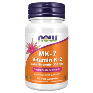 NOW® Foods NOW MK-7 Vitamín K2, 300 mcg, Extra silný, 60 rastlinných kapsúl