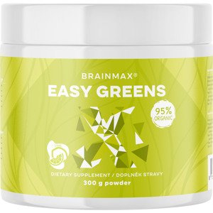 BrainMax Easy Greens, 300 g Zmes zelených potravín s BIO kurkumou, stéviou a citrónovou trávou, 30 dávok, doplnok stravy
