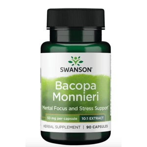 Swanson Bacopa Monnieri extract, Bakopa drobnolistá extrakt 10:1, 50 mg, 90 kapsúl