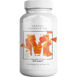 BrainMax Energy Magnesium® 1000 mg, Horčík Malát 200 mg, 200 kapsúl Vysoko vstrebateľný organický energizujúci horčík, 53% DDD v jednej kapsule, Albion Magnesium Malate