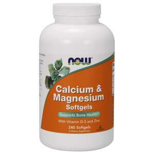 NOW® Foods NOW Calcium & Magnesium, with Vitamin D-3 and Zinc, Vápnik + Horčík + Vitamín D3 a Zinok, 240 softgelových kapsúl