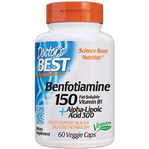 Doctor's Best Benfotiamine with Alpha Lipoic Acid (vitamín B1 s kyselinou lipoovou), 300 mg, 60 rastlinných kapsúl