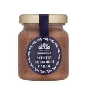 Včelařství Domovina Med so slivkami a škoricou 75 g kvetový med s lyofilizovaným ovocím