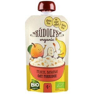 Rudolfs BIO vrecko Broskyňa, banán, celozrnná ovsená kaša 110 g od 4 mesiacov