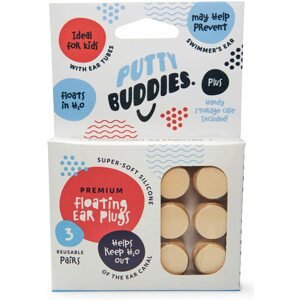 Putty Buddies – 3 páry plávajúcich silikónových štupľov do uší Farba: Béžová plávajúce silikónové štuple do uší