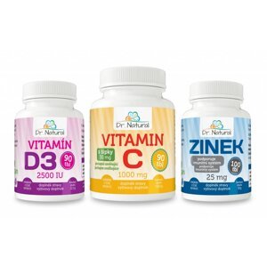 Dr. Natural výhodný balíček (zinok, vitamín D3 a vitamín C so šípkami)