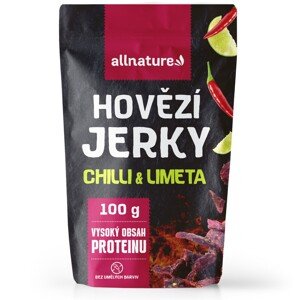 Allnature BEEF Chilli a Limeta jerky - sušené hovädzie mäso s chilli a limetkou Obsah: 100g
