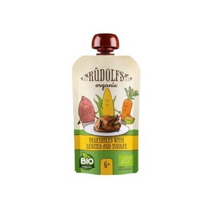 Rudolfs BIO vrecko Zelenina, šošovica, morčacie mäso 110 g od 6 mesiacov