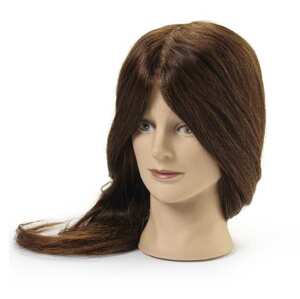 BraveHead 9852 Female Dark Brown - cvičná hlava, 100% ľudské vlasy, 45 - 50 cm