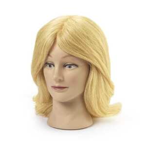 BraveHead 9854 Female Blonde - cvičná hlava, 100% ľudské vlasy, 35-40 cm