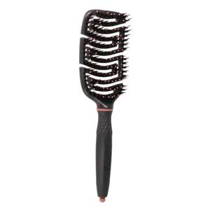 Eurostil Flexibile Brush - flexibilná kefa na rozčesávanie, fúkanie vlasov 09037 - čierna s ružovmi prvkami