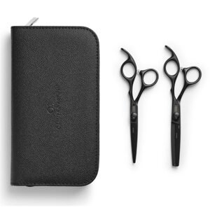 Olivia Garden Xtreme Set Matt Black - set nožníc na strihanie 575" a efilačné nožnice 635"